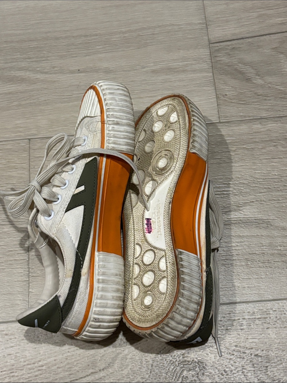 Women’s Canvas Sneakers 37 Olive Green Orange - Picture 2 of 4
